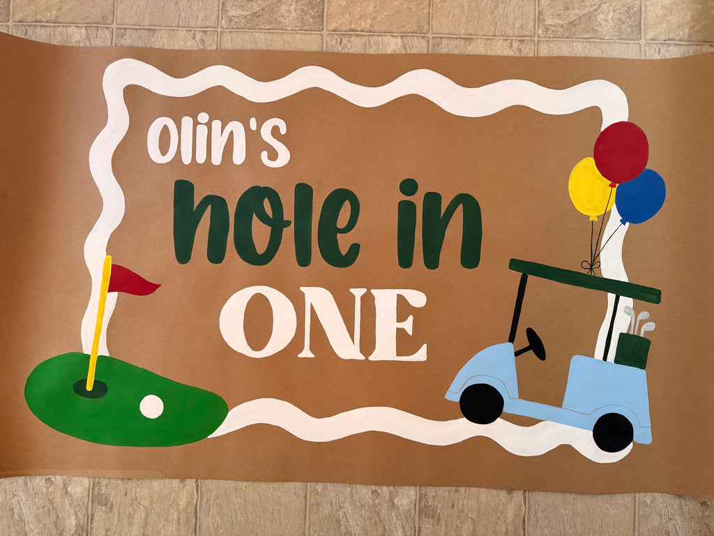 Hole in one party banner