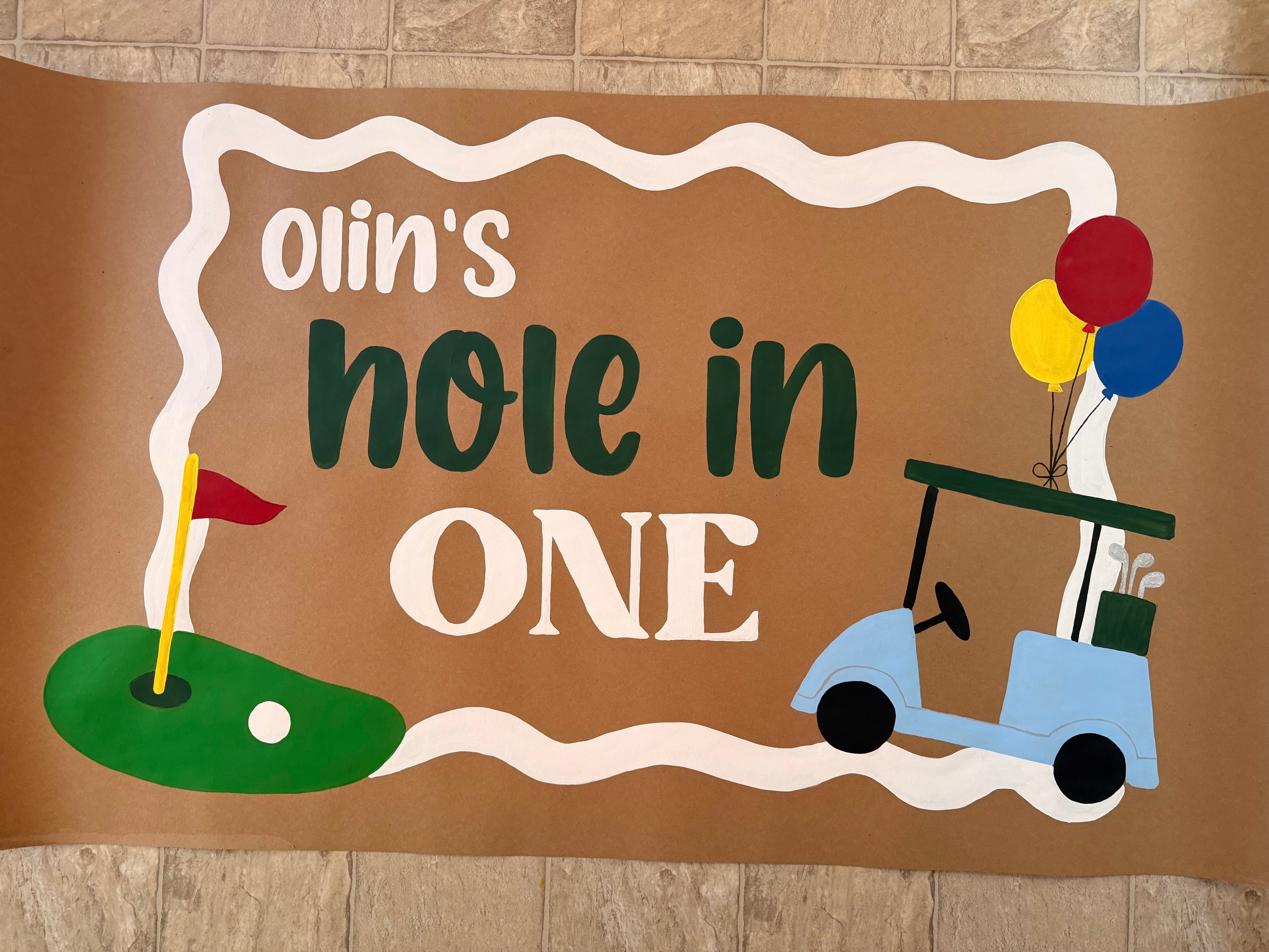 Hole in one party banner