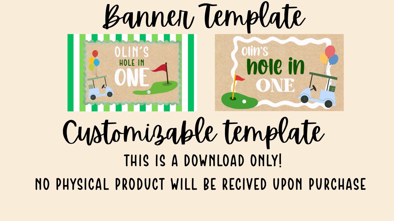 Hole in one party banner-download template